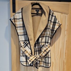 Plaid Tan and Black Women's Jacket